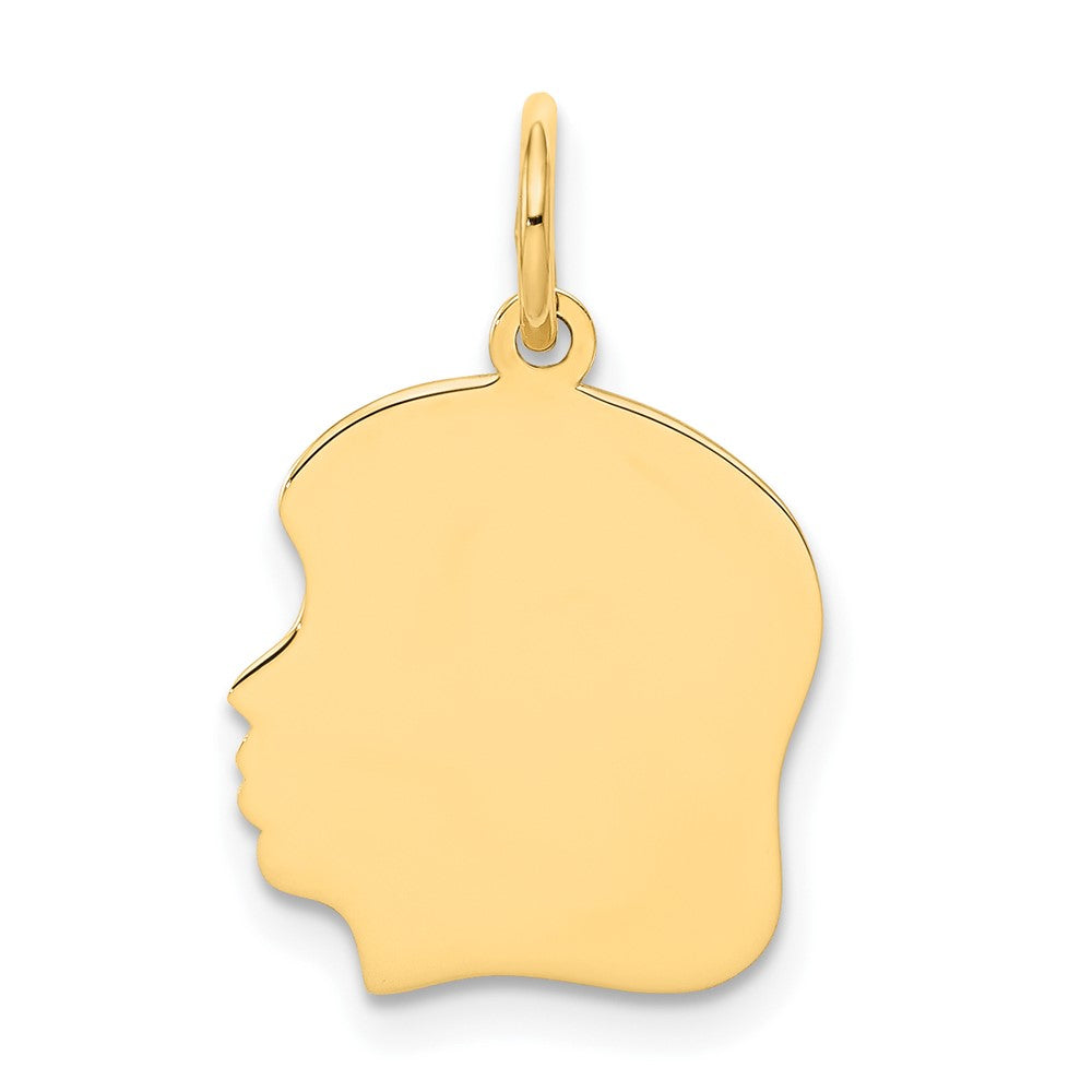 Plain Medium .013 Gauge Facing Left Engravable Girl Head Charm - WBC