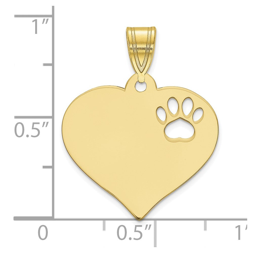 Blank Heart with Cut-out Paw Print Pendant - WBC