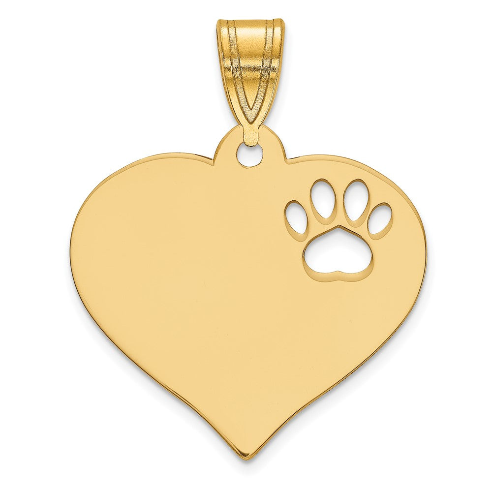 Blank Heart with Cut-out Paw Print Pendant - WBC