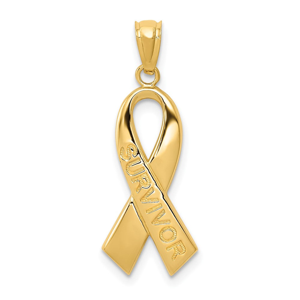 Polished SURVIVOR Awareness Ribbon Pendant - WBC