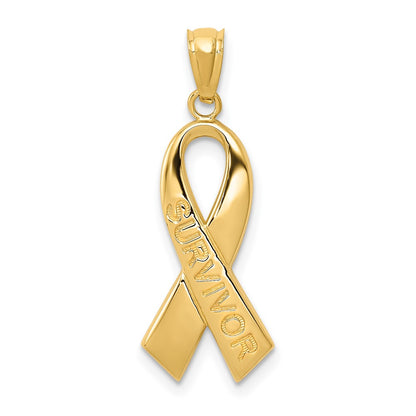 Polished SURVIVOR Awareness Ribbon Pendant - WBC