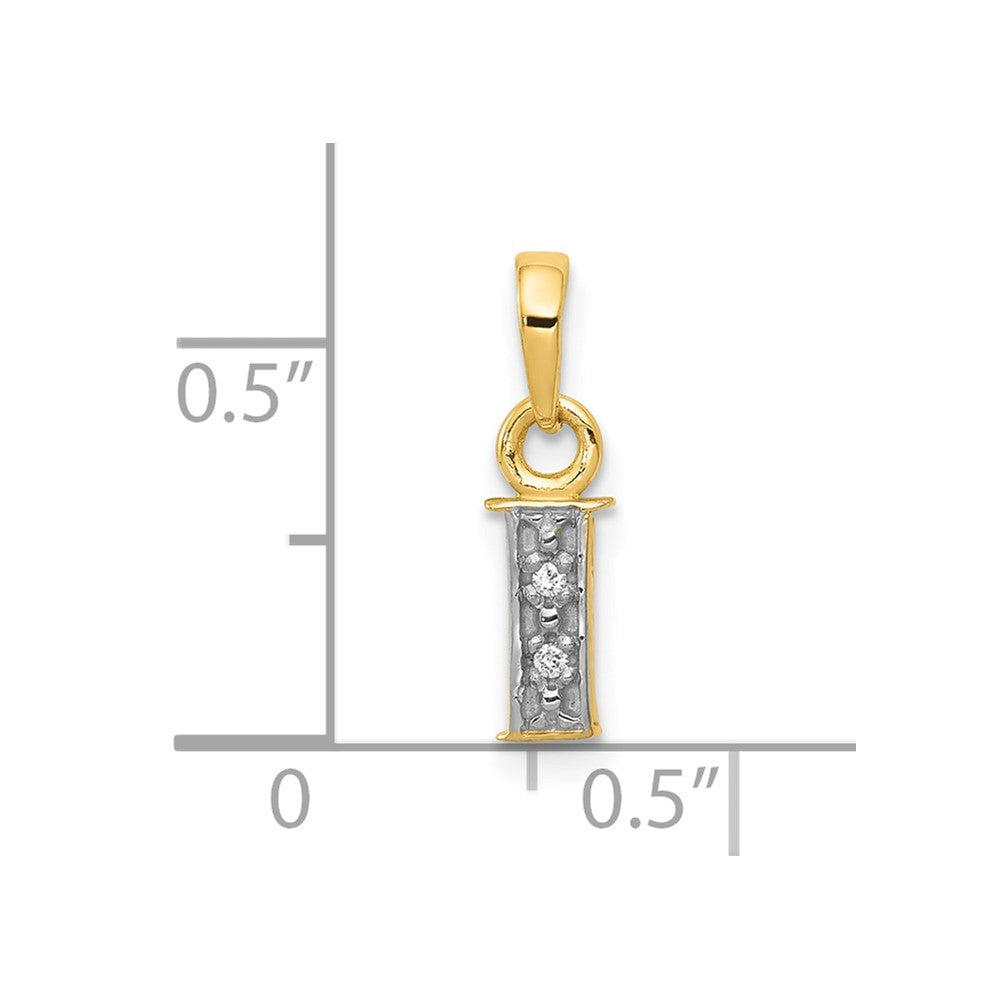 and Rhodium Diamond Initial I Charm - WBC