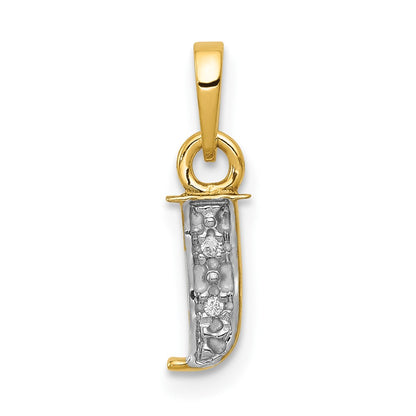 and Rhodium Diamond Initial J Charm - WBC