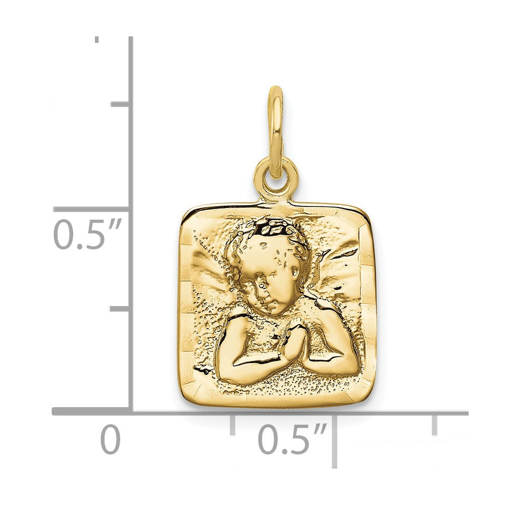 Satin Diamond-cut Square Angel Charm - WBC