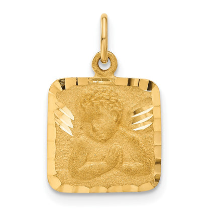Satin Diamond-cut Square Angel Charm - WBC
