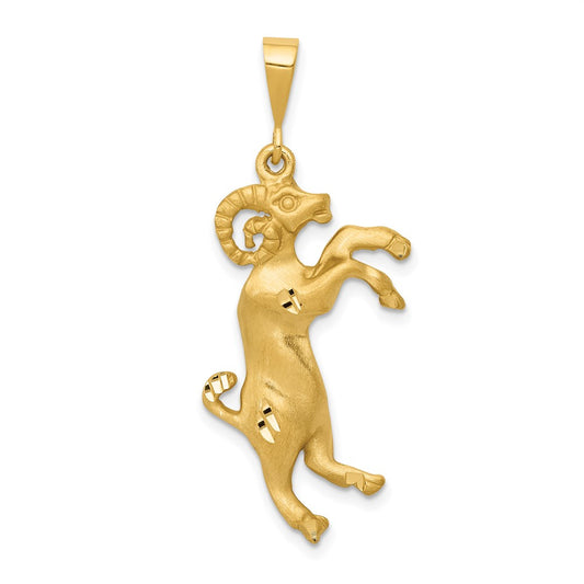 Large Satin Diamond-cut Aries Zodiac Charm - WBC