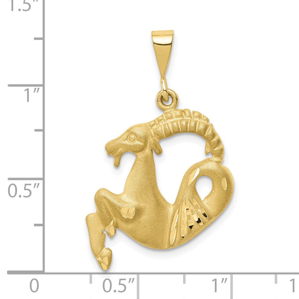 Large Satin Diamond-cut Capricorn Zodiac Charm - WBC