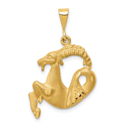 Large Satin Diamond-cut Capricorn Zodiac Charm - WBC