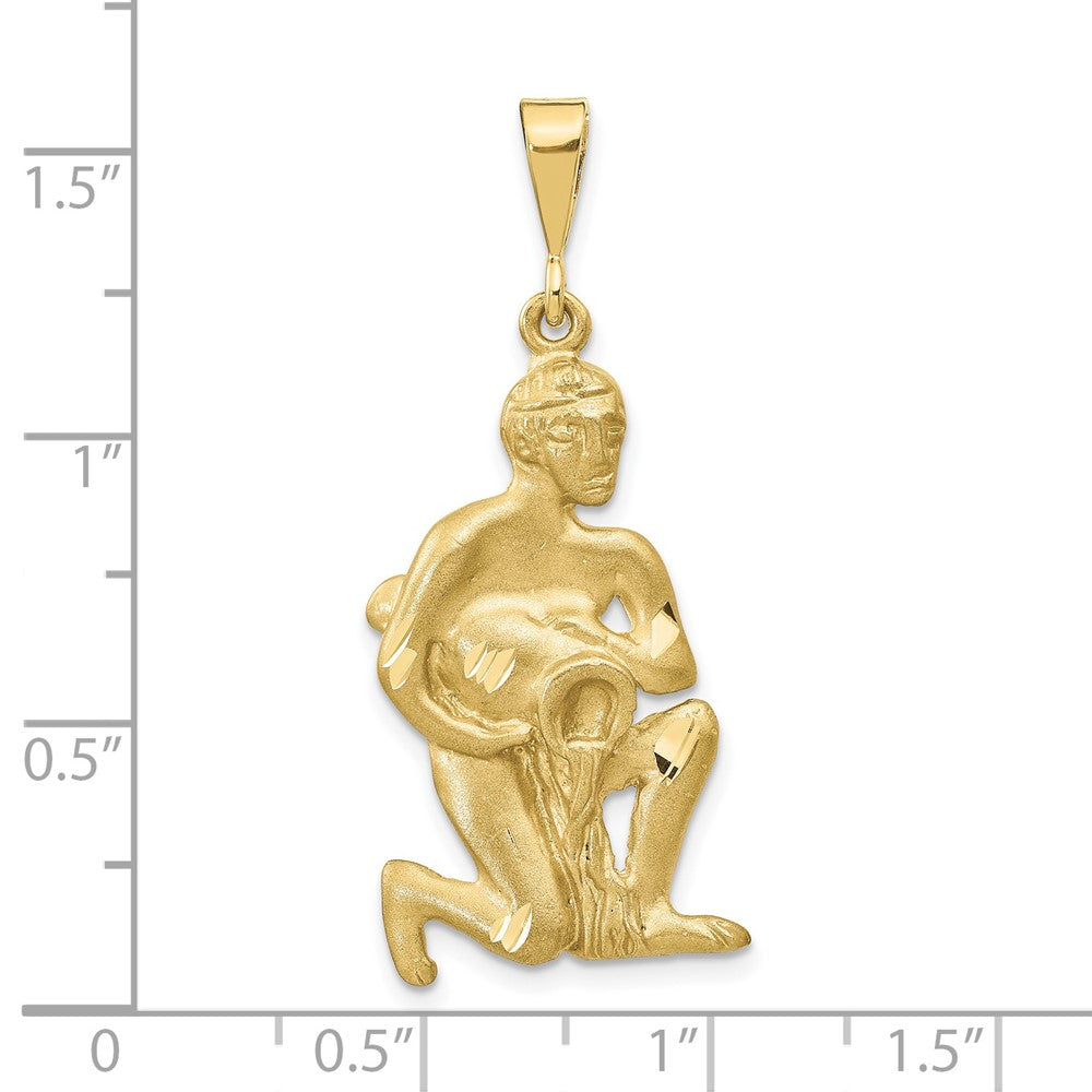 Large Satin Diamond-cut Aquarius Zodiac Charm - WBC