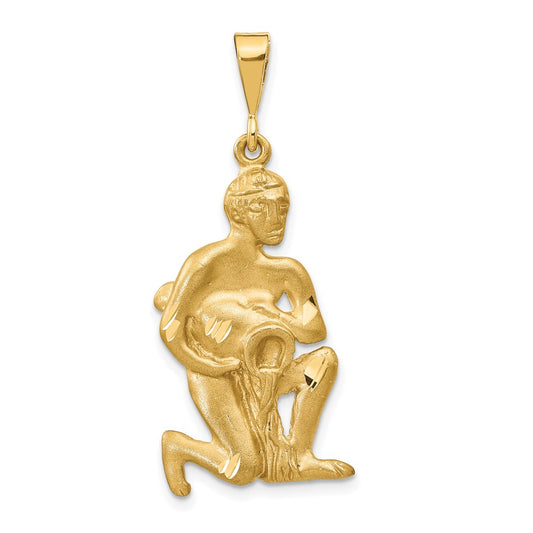 Large Satin Diamond-cut Aquarius Zodiac Charm - WBC