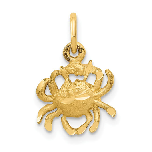 Small Satin Diamond-cut Cancer Zodiac Charm - WBC