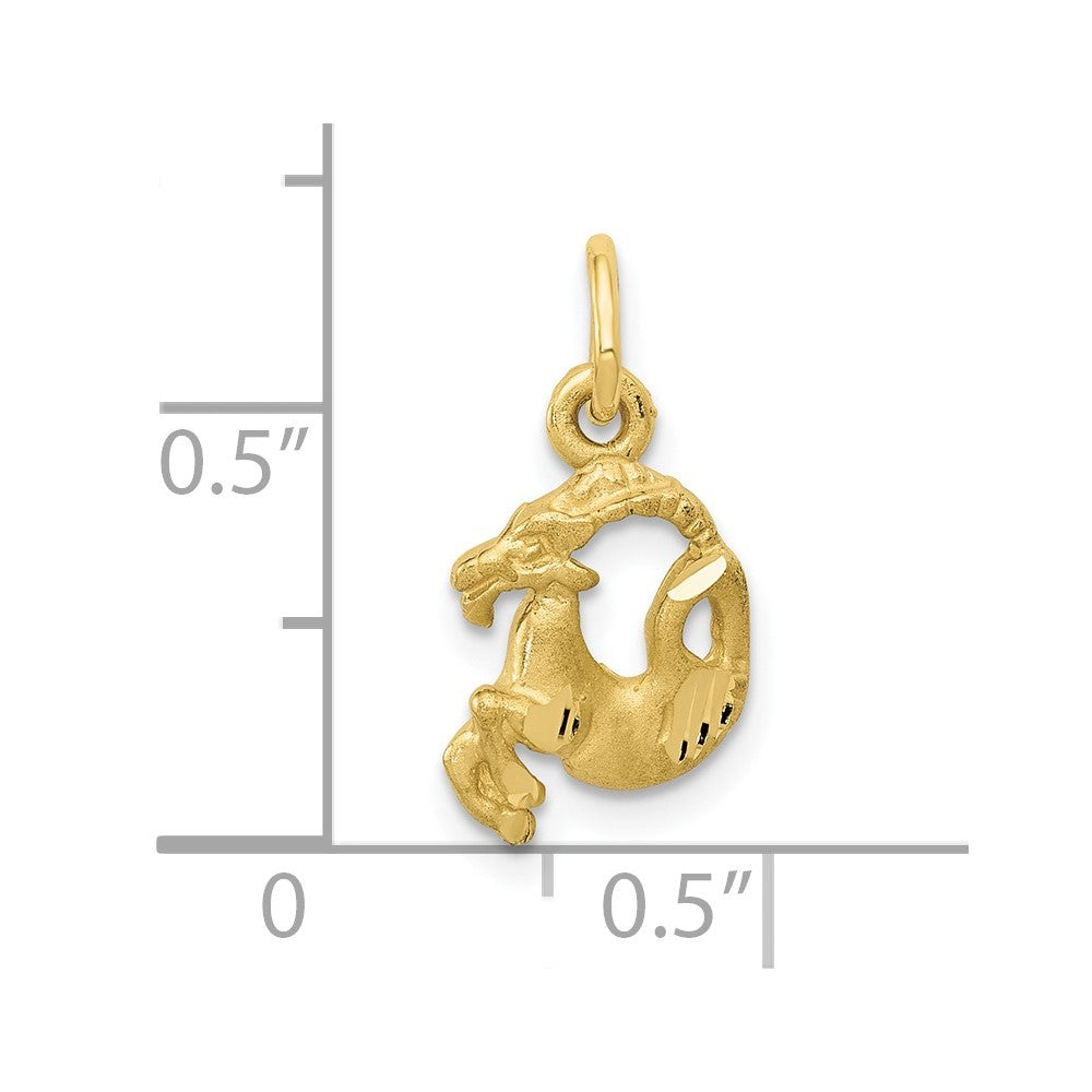 Small Satin Diamond-cut Capricorn Zodiac Charm - WBC
