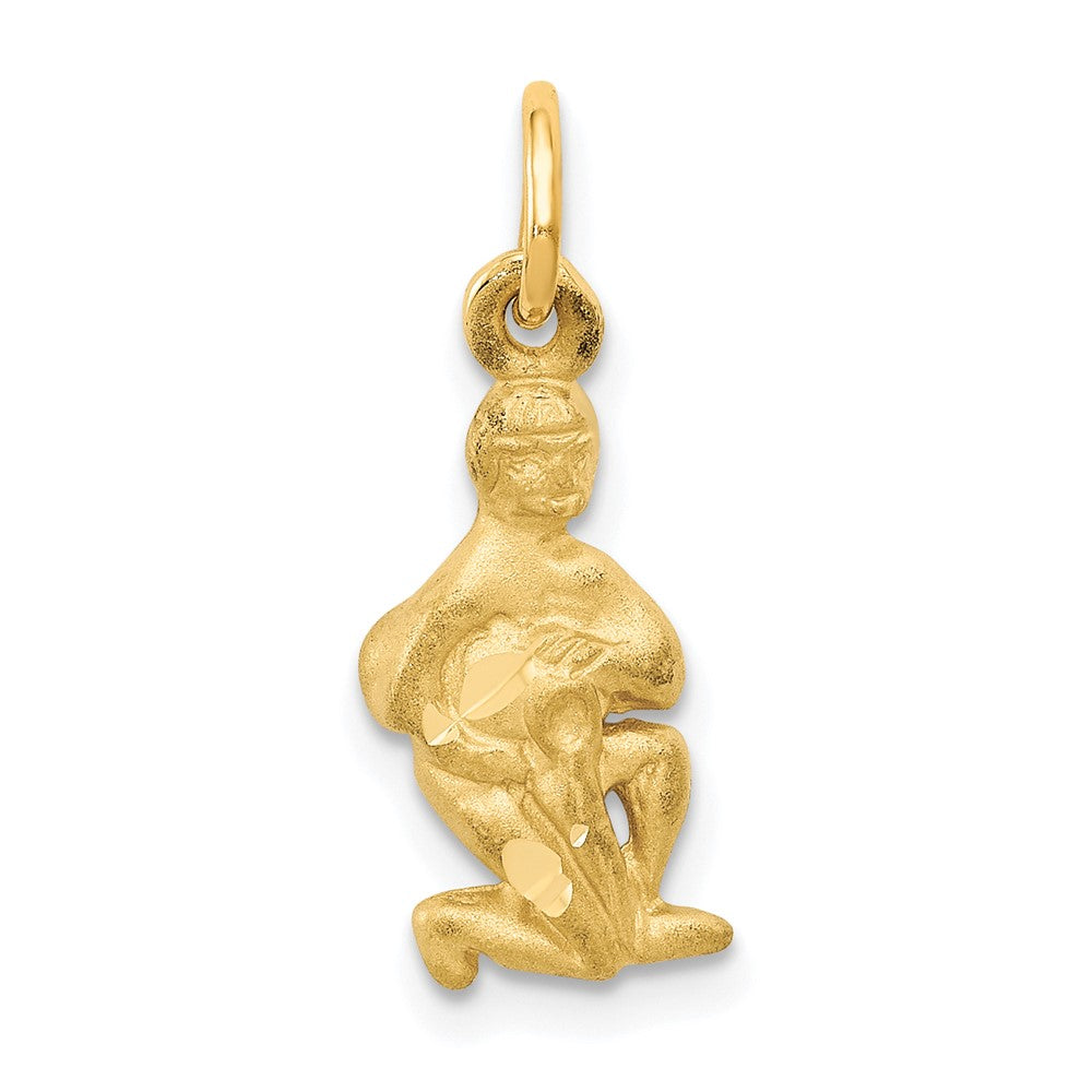 Small Satin Diamond-cut Aquarius Zodiac Charm - WBC