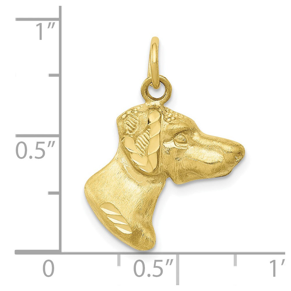 Satin Diamond-cut Dog Head Charm - WBC