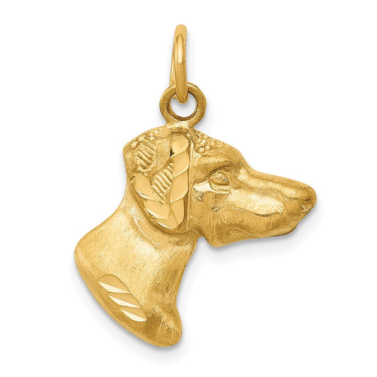 Satin Diamond-cut Dog Head Charm - WBC