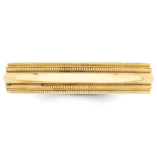 10K Solid Gold Double Milgrain Comfort Fit Wedding Band, 5mm