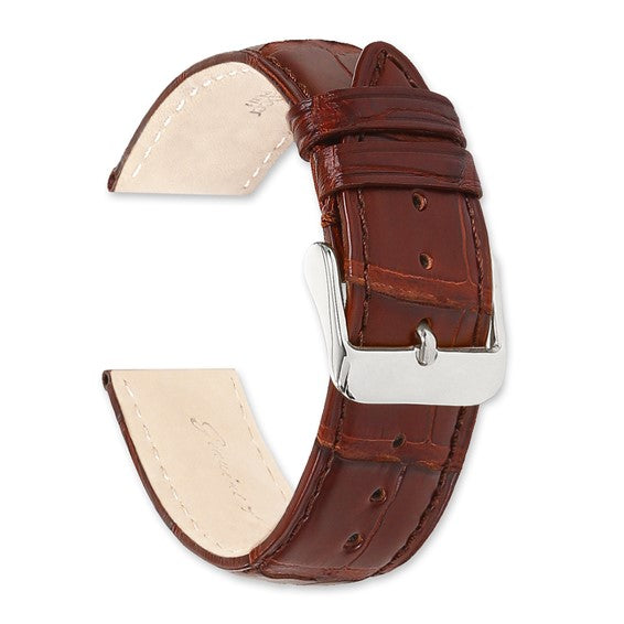 Genuine Alligator Matte Havana 14MM Gold-tone Bkle Watch Band