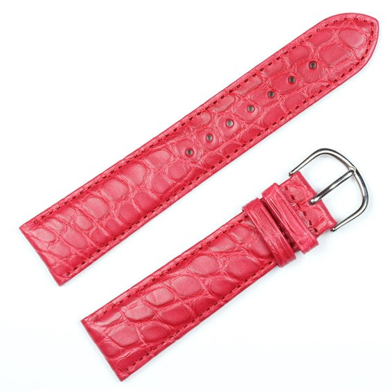 Louisana Alligator Red 14MM Silver-tone Buckle Watch Band
