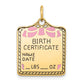 Enameled Pink Engravable BIRTH CERTIFICATE Charm - WBC