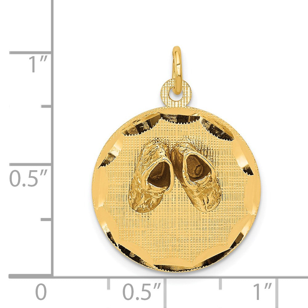 Small Solid Engravable Baby Shoes on Disc Charm - WBC