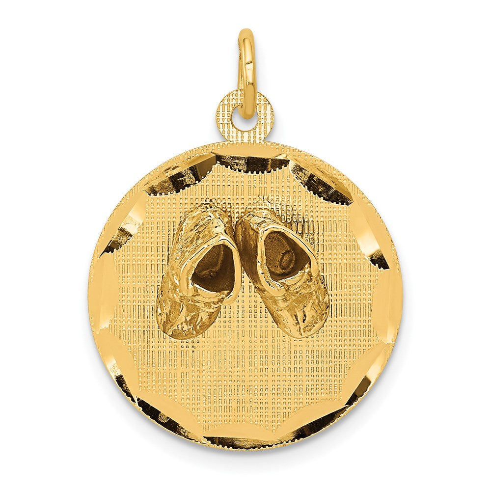 Small Solid Engravable Baby Shoes on Disc Charm - WBC