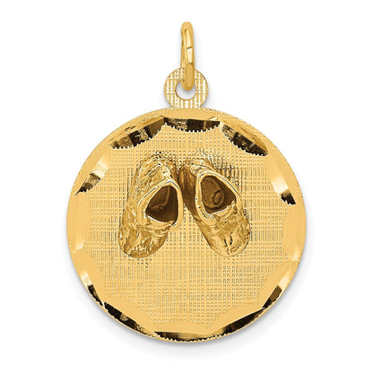 Small Solid Engravable Baby Shoes on Disc Charm - WBC