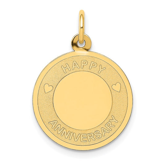 HAPPY ANNIVERSARY with Hearts Engravable Disc Charm - WBC