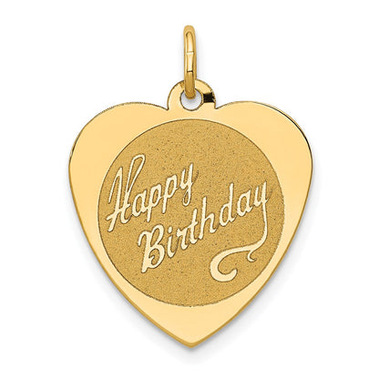 HAPPY BIRTHDAY Engravable Heart Disc Charm - WBC