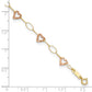 Two-tone Hammered Open Hearts and Oval Link Plus Extender - Total Anklet - WBC