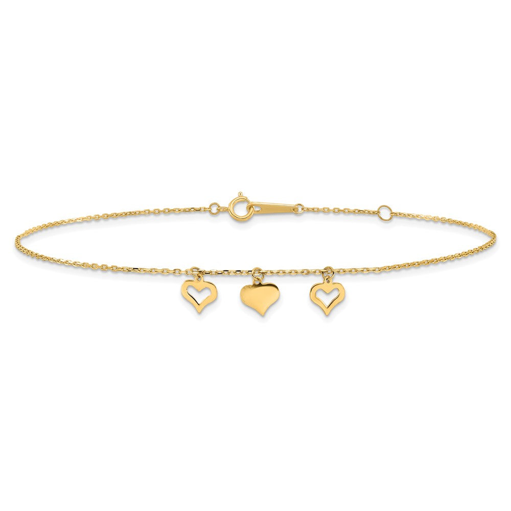 Three Heart Dangles Plus Extender - Total Anklet - WBC