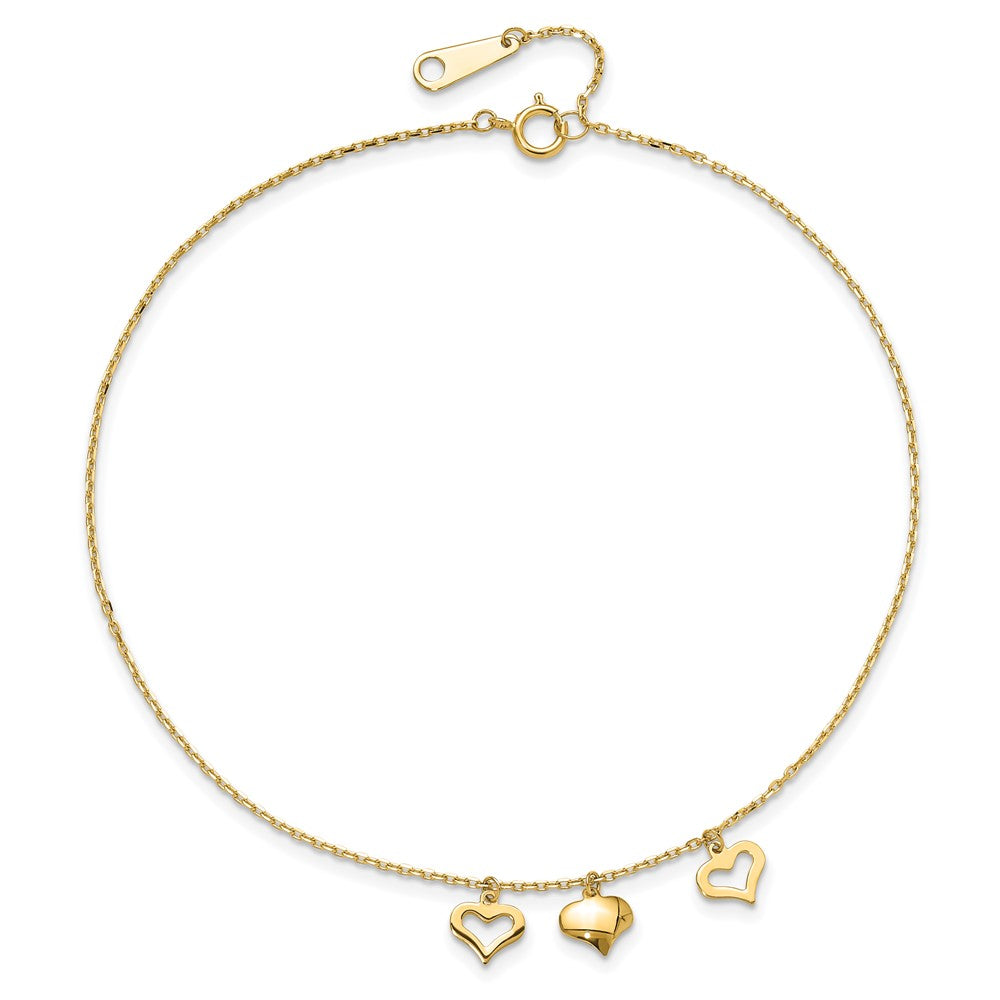 Three Heart Dangles Plus Extender - Total Anklet - WBC