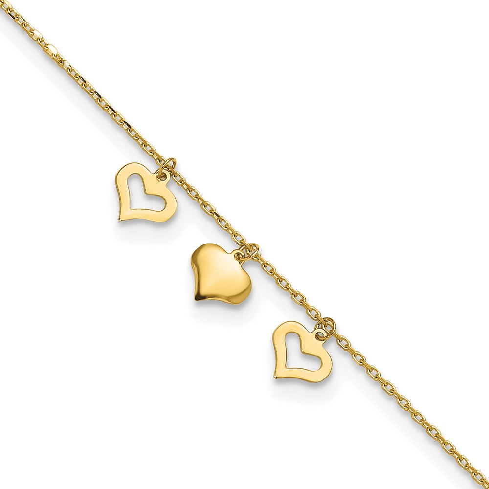 Three Heart Dangles Plus Extender - Total Anklet - WBC