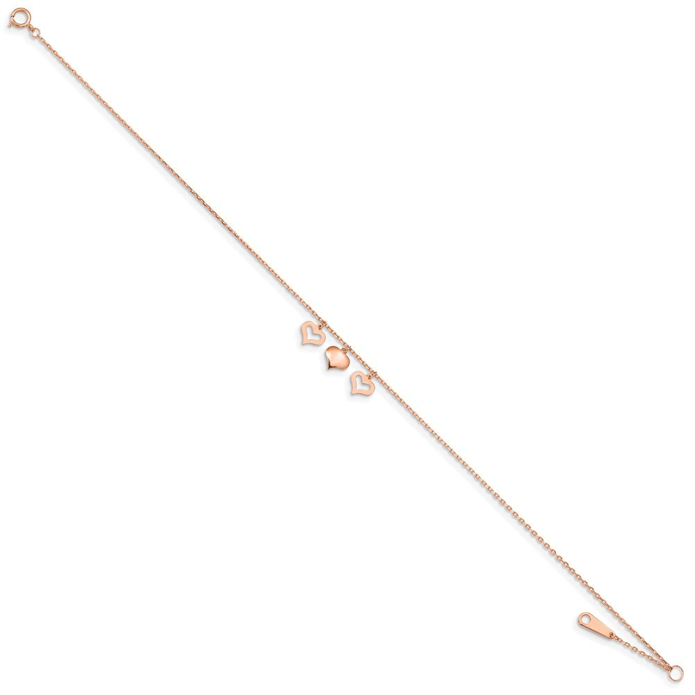 3 Heart Dangles Plus Extender - Total Anklet - WBC