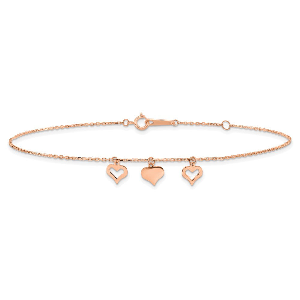 3 Heart Dangles Plus Extender - Total Anklet - WBC