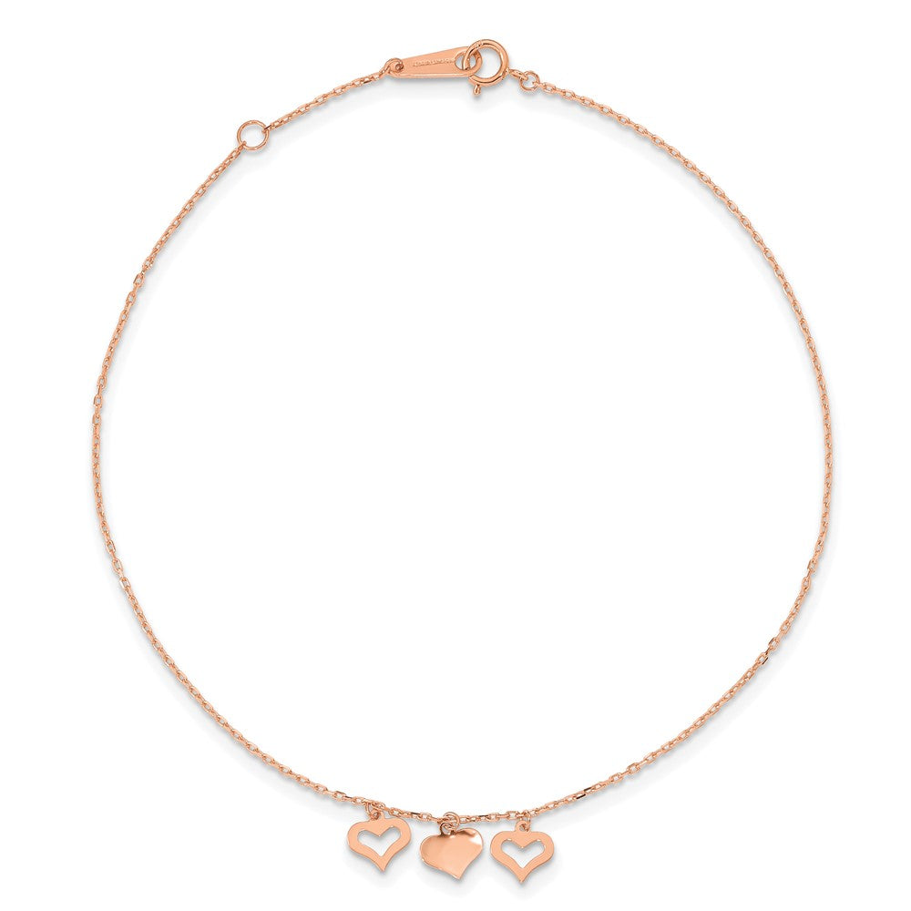 3 Heart Dangles Plus Extender - Total Anklet - WBC