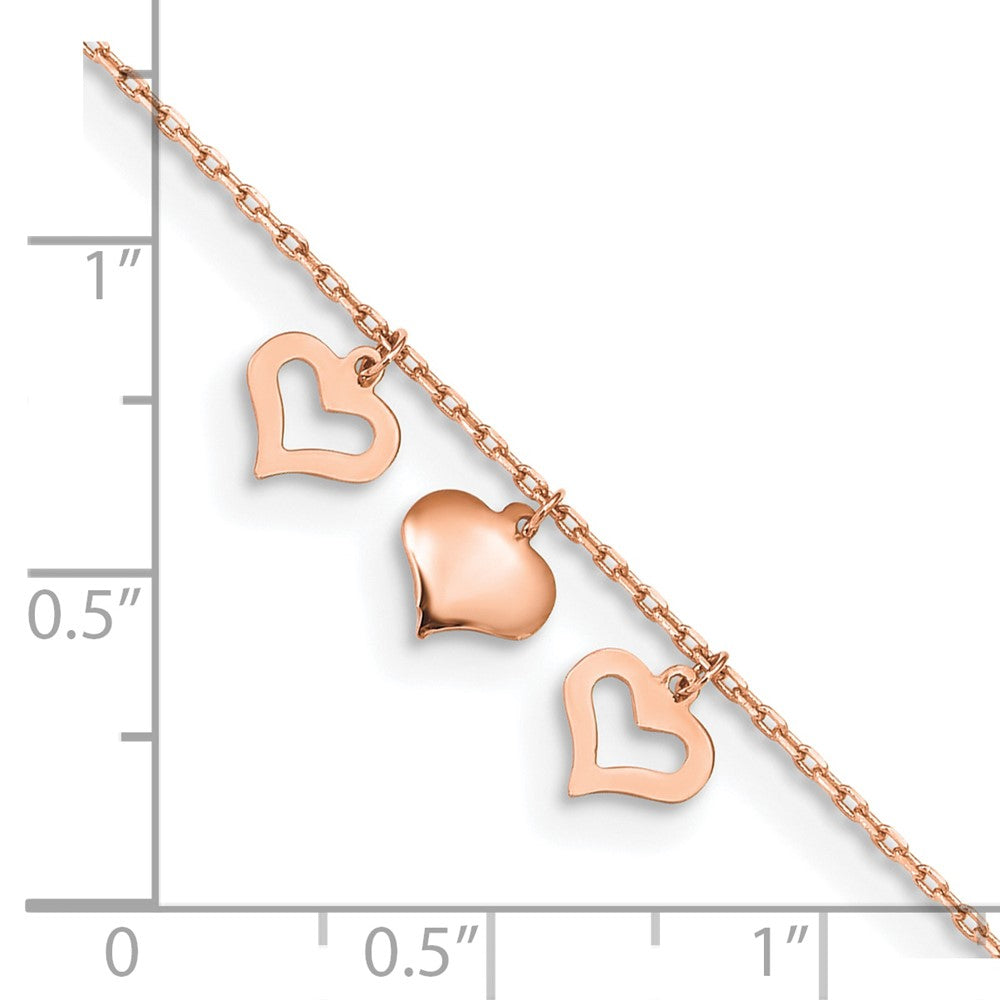 3 Heart Dangles Plus Extender - Total Anklet - WBC