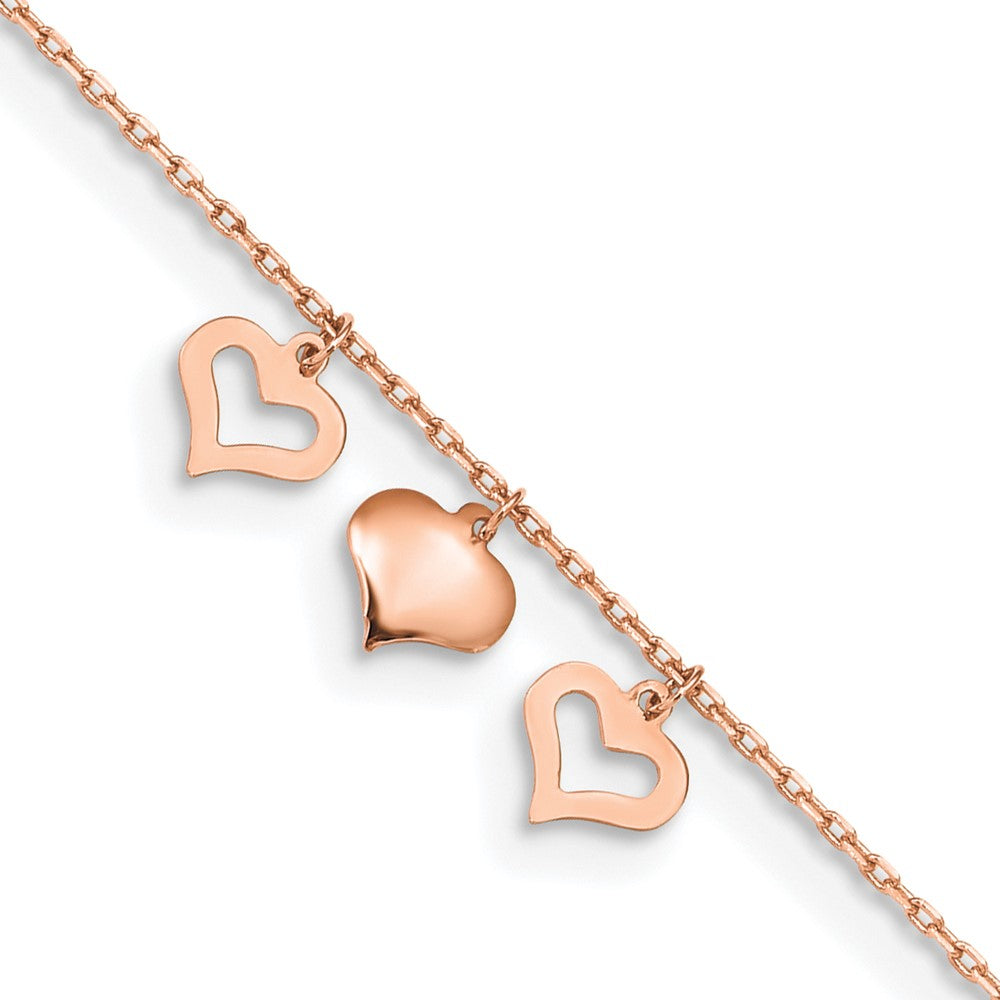 3 Heart Dangles Plus Extender - Total Anklet - WBC