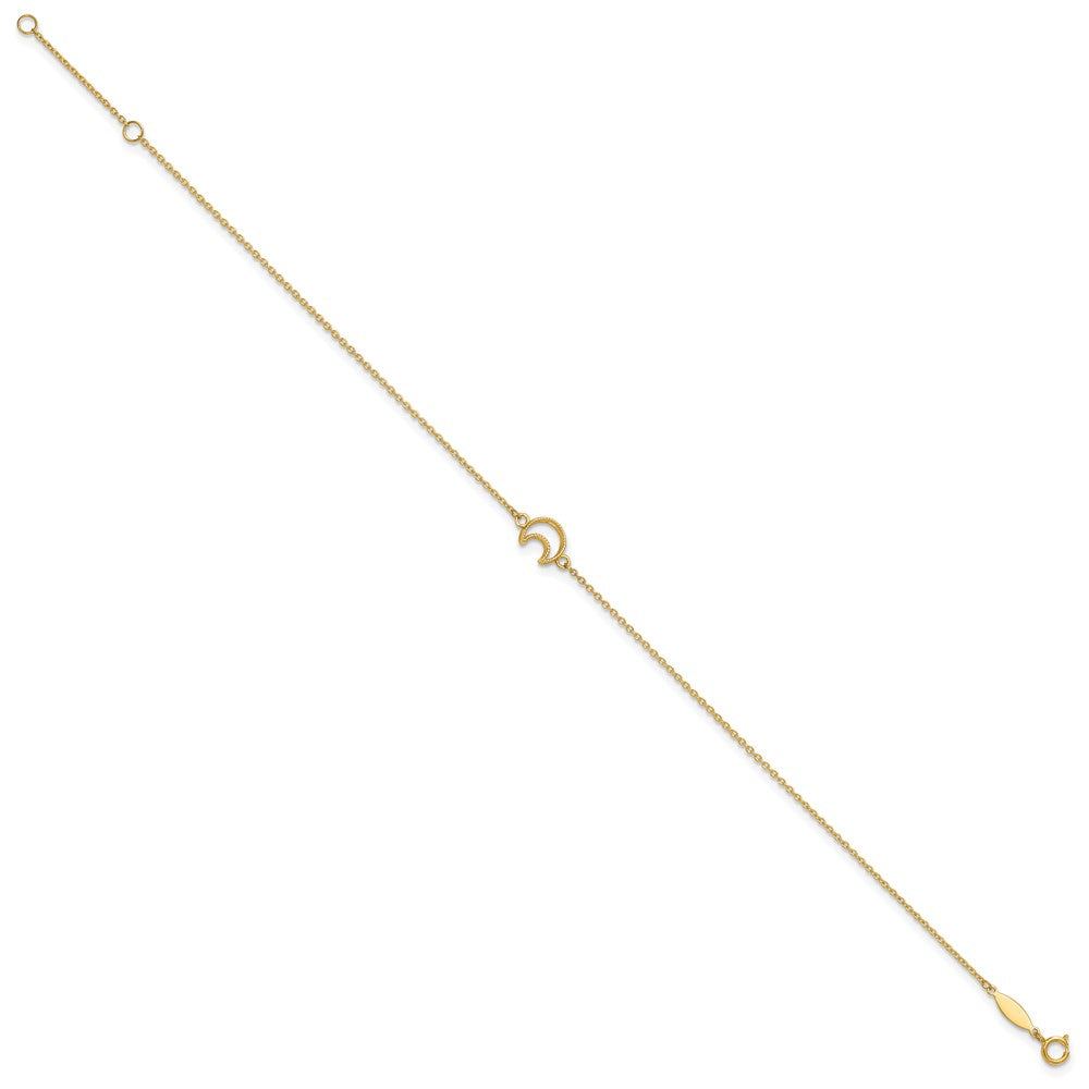 Textured and Polished Crescent Moon Plus Extender - Total Anklet - WBC