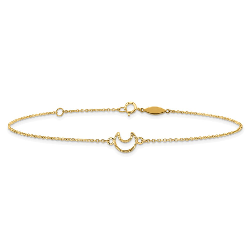 Textured and Polished Crescent Moon Plus Extender - Total Anklet - WBC
