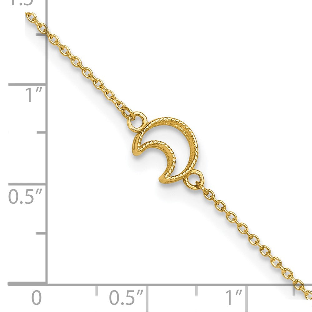 Textured and Polished Crescent Moon Plus Extender - Total Anklet - WBC