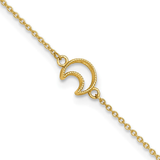 Textured and Polished Crescent Moon Plus Extender - Total Anklet - WBC