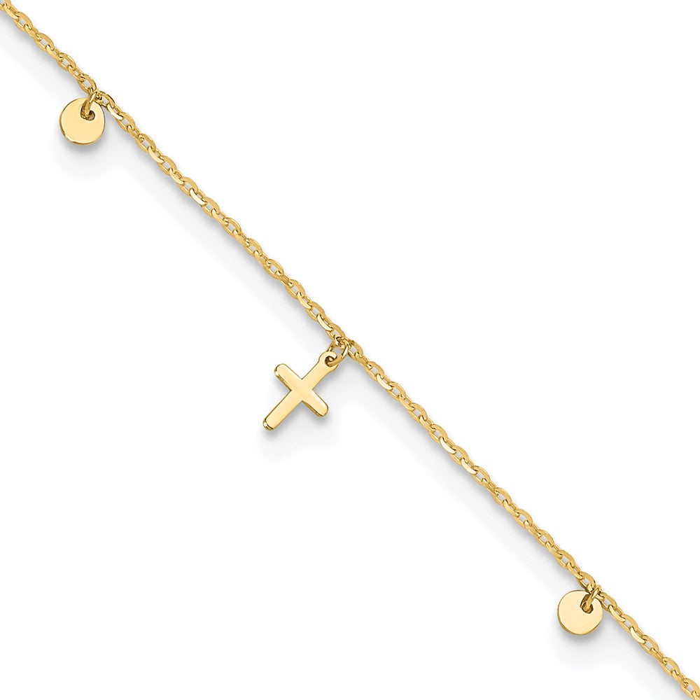 Polished Dangle Crosses and Circles Plus 2 in Extender - Total Anklet - WBC