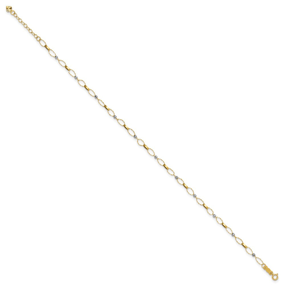 Two-tone Twisted Links and Mirror Beads Plus Extender - Total Anklet - WBC