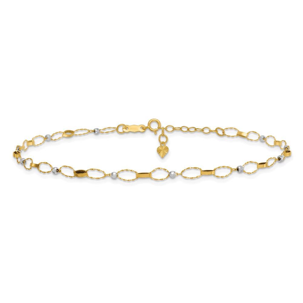 Two-tone Twisted Links and Mirror Beads Plus Extender - Total Anklet - WBC