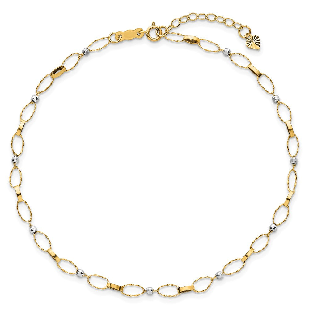 Two-tone Twisted Links and Mirror Beads Plus Extender - Total Anklet - WBC