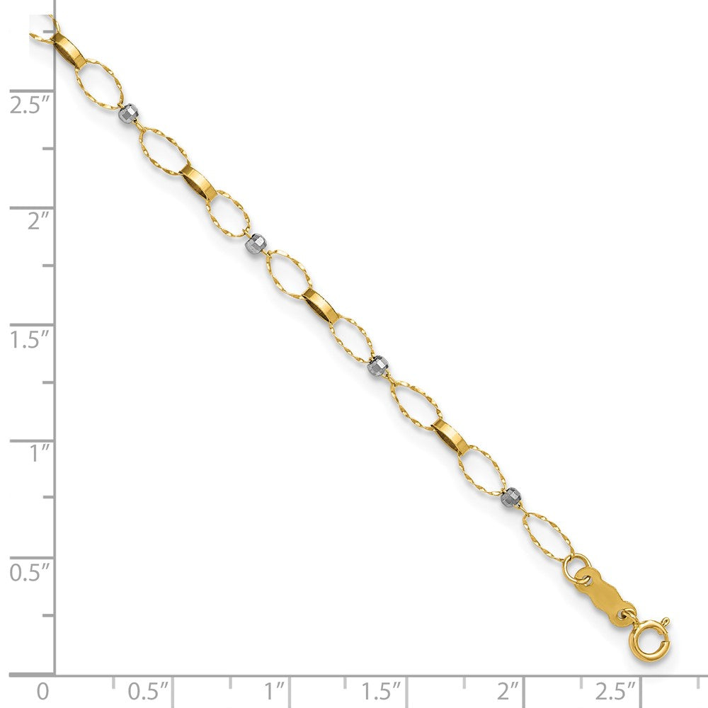 Two-tone Twisted Links and Mirror Beads Plus Extender - Total Anklet - WBC