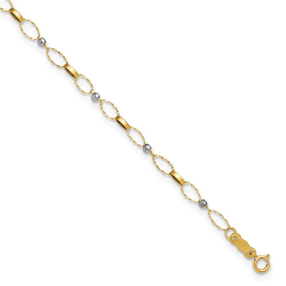 Two-tone Twisted Links and Mirror Beads Plus Extender - Total Anklet - WBC