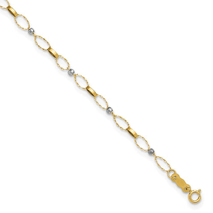 Two-tone Twisted Links and Mirror Beads Plus Extender - Total Anklet - WBC
