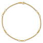 Polished and Diamond-cut 5-Station Beaded Mixed Link Anklet - WBC