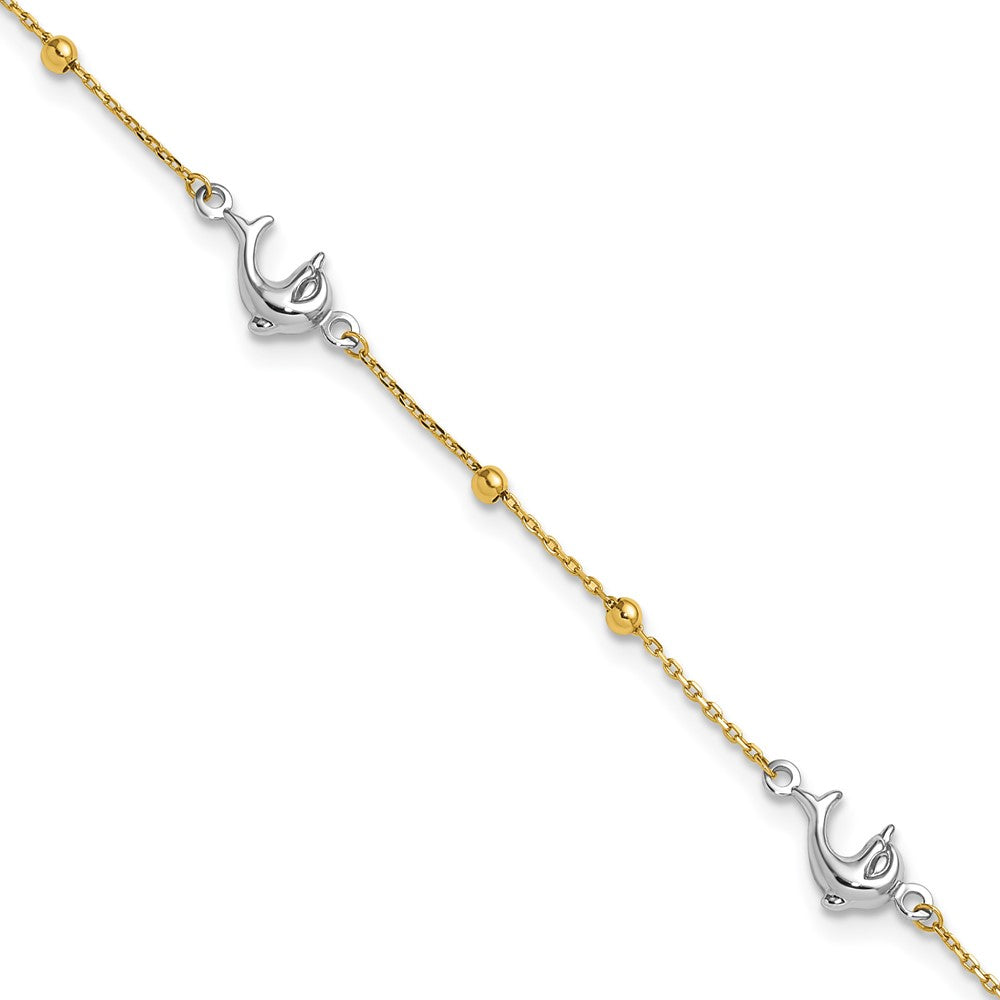 Two-tone Beads and Three Dolphins Plus Extender - Total Anklet - WBC